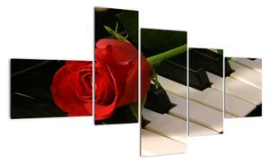 Obraz růže na klavíru (150x85cm)