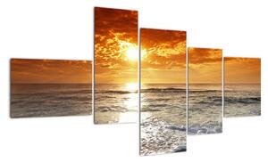 Obraz písečného pobřeží při západu slunce (150x85cm)