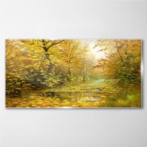 Obraz na skle Obraz na skle Lesní řeka podzimní volně žijících živočichů