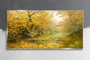 Obraz na skle Obraz na skle Lesní řeka podzimní volně žijících živočichů