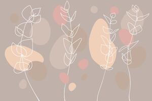 Samolepící tapeta minimalistické rostlinky v nádherných tónech