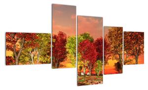 Obraz přírody - barevné stromy (150x85cm)