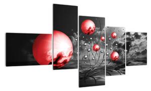 Abstraktní obraz - červené koule (150x85cm)
