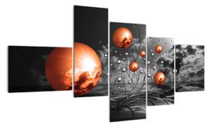 Abstraktní obrazy - oranžové koule (150x85cm)