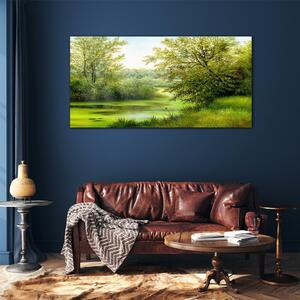 Obraz na skle Obraz na skle Stromy řeka příroda