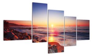 Moderní obraz - západ slunce nad mořem (150x85cm)