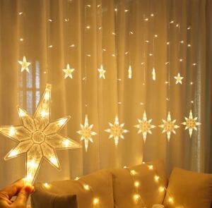 Vánoční osvětlení 138 LED světelné závěsy, 12 hvězd, teplá bílá