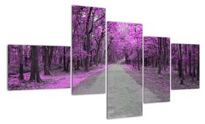 Moderní obraz - fialový les (150x85cm)