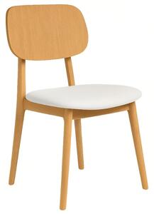 FormWood Dubová jídelní židle Rabbit s bílým koženkovým sedákem