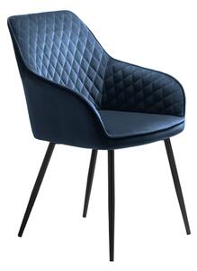 Modré čalouněné jídelní křeslo s područkami Milton – Unique Furniture