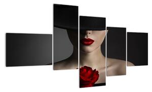Moderní obraz - žena s růží (150x85cm)