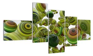 Abstraktní obraz - zelené koule (150x85cm)