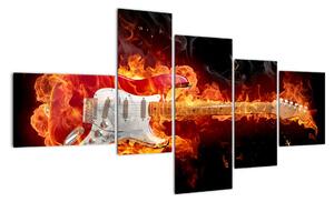 Obraz - kytara v ohni (150x85cm)