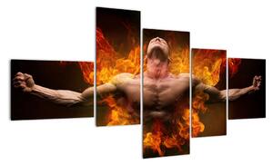 Obraz muže v ohni (150x85cm)