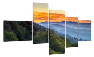 Obraz horské krajiny při západu slunce (150x85cm)