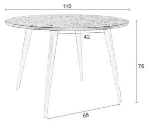 White Label Černý teakový jídelní stůl WLL MO 110 cm