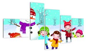 Obraz dětí na sněhu (150x85cm)