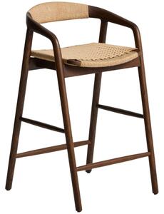 Kave Home Ořechová barová židle Derile 65 cm s výpletem