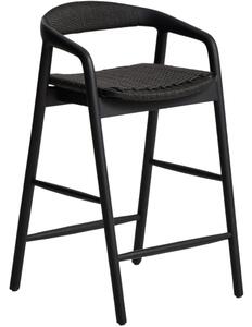 Kave Home Černá barová židle Derile 65 cm s výpletem