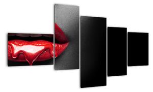 Červené rty - moderní obraz (150x85cm)