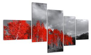 Červený les - moderní obraz (150x85cm)