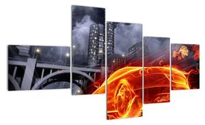 Moderní obraz - ohnivé auto (150x85cm)