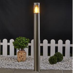 Lindby osvětlení cesty Enja, 100 cm, nerezová ocel, IP44, E27, stmívatelný, Hliník / šedá / zinek, Nerezová ocel, Moderní