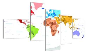 Obraz - barevná mapa světa (150x85cm)