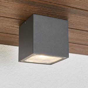 Lucande LED stropní svítidlo Tanea, 12x12 cm, tmavě šedé, IP54, Hliník / šedá / zinek, Hliník, Moderní