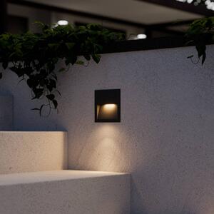 Vestavné nástěnné svítidlo Lucande LED Loya, 11,5x11,5 cm, šedé, IP54