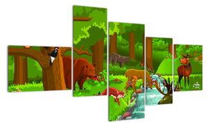 Dětský obraz: lesní příroda (150x85cm)