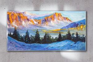 Obraz na skle Obraz na skle Zimní sníh stromy hory
