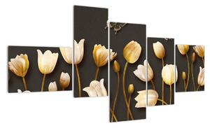 Obraz zlatých tulipánů (150x85cm)