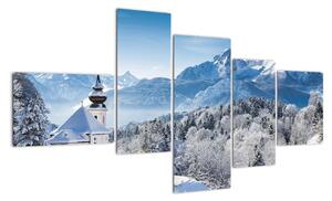 Kostel v horách - obraz zimní krajiny (150x85cm)