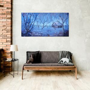 Obraz na skle Obraz na skle Abstrakce zimní sníh stromy