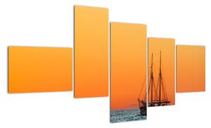 Plachetnice na moři - moderní obraz (150x85cm)