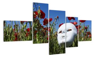 Obraz - maska v trávě (150x85cm)