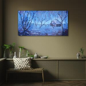 Obraz na skle Obraz na skle Abstrakce zimní sníh stromy