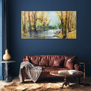 Obraz na skle Obraz na skle Abstrakce lesní řeka volně žijících živočichů
