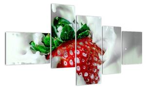 Obraz jahody v jogurtu (150x85cm)
