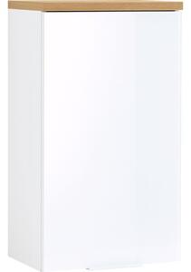 Bílá závěsná koupelnová skříňka GEMA Penetra 69 x 39 cm s dubovou deskou