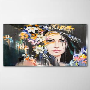 Obraz na skle Obraz na skle Abstrakce žena květiny
