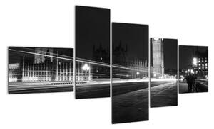 Černobílý obraz Londýna - Big ben (150x85cm)