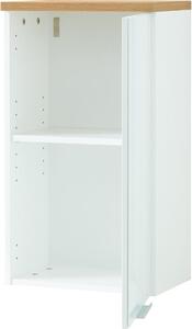 Bílá závěsná koupelnová skříňka GEMA Penetra 69 x 39 cm s dubovou deskou
