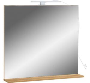 Závěsné koupelnové zrcadlo Germania Pescara 1429-243 76 x 75 cm s dubovou policí