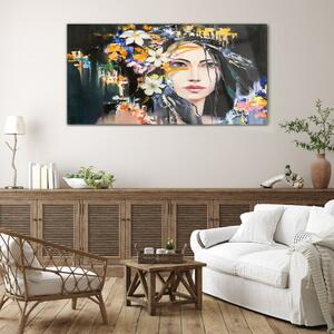 Obraz na skle Obraz na skle Abstrakce žena květiny