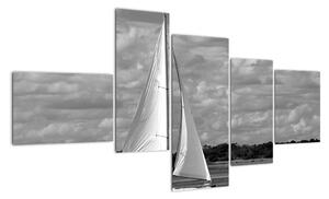 Obraz černobílé plachetnice (150x85cm)