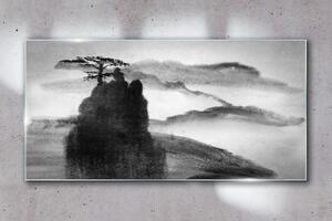 Obraz na skle Obraz na skle Horský strom mlhou