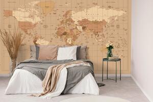 Tapeta mapa světa v béžovém odstínu