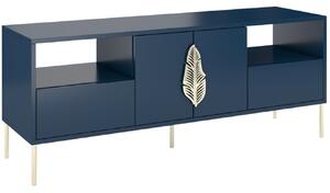 Tmavě modrý lakovaný TV stolek Skandica Merlin 136 x 40 cm